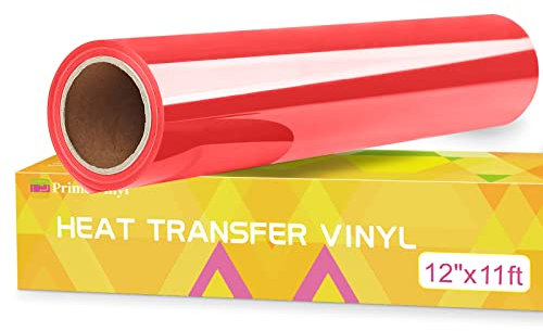 Prime Vinyl Plotterfolie Textil, 30.5cm x 3.36m Flexfolie für Silhouette Cameo, Cricut Maker, Plotterfolie für Shirt, Kleidung, Hüte, Hosen, andere Stoffe(Rote)