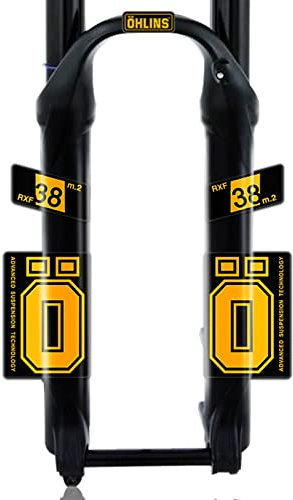 BUSEB Fahrrad-Vordergabel-Aufkleber Oh-lins RXF38 M.2 Vordergabel-Aufkleber Mountainbike-Stoßdämpfer-Farbwechsel-Aufkleber Fahrradzubehör (Color : Yellow)