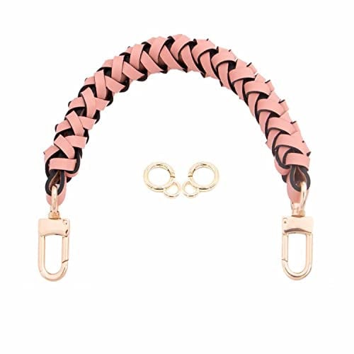Senral - Neonoe Ersatz für Eimertasche mit Griff oben, geflochtener Griff, Ersatz für Eimertasche, kurzer Noe, echtes Lederband, geflochtener Griff, Rosa Griff Gold Hw, M