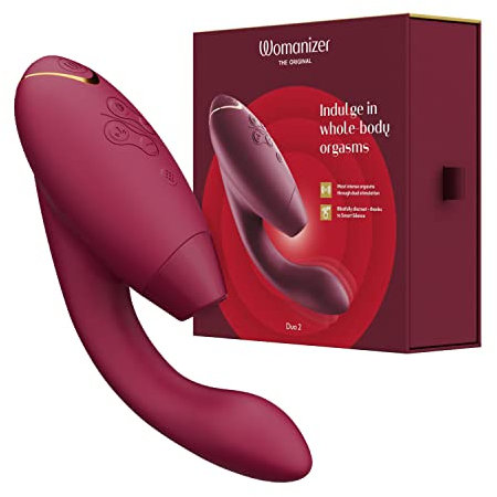Womanizer Duo 2 Klitoris-Sauger für Frauen - Rabbit Vibrator Sextoy für Klitoris und G-Punkt Stimulation - Smart Silence - Druckwellenvibrator mit 14 Intensitätsstufen - Wasserdicht - Bordeaux