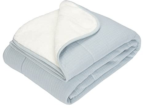 Little Dutch TE11042004 Kinderdecke mit Nickistoff Pure Soft blau (110x140 cm)