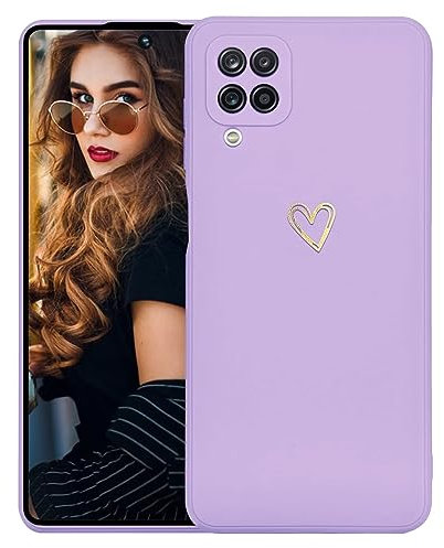 Kaywzo Cover per Samsung Galaxy M53 5G,Custodia in Silicone TPU Liscio di Morbido con Modello Cardiaco,Design Minimalista,Ultrasottile Donna Antiurto Case Cover,Viola