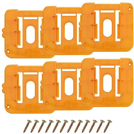 The Lord of the Tools Lot de 6pcs Bases de Batterie au Lithium Compatible avec Dewalt 20 V/60 V DCB200 DCB201 DCB202 DCB203 Support de Montage de Batterie en Plastique ABS, Jaune