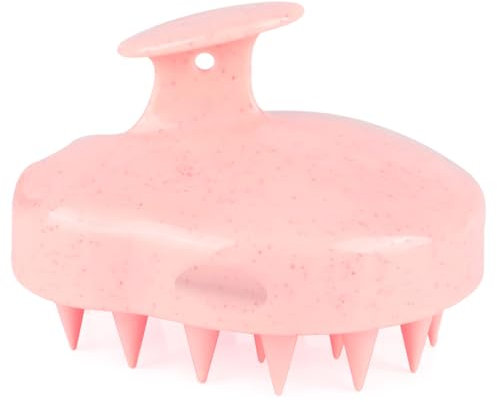 FREATECH Kopfhaut Massagebürste Shampoo Bürste für Haarwäsche, Kopfmassage und Haarwachstum, Silikonkamm Pflege Haarwurzel und entfernen Schuppen, Verbesserter Weizenstrohgriff, Kreiderosa