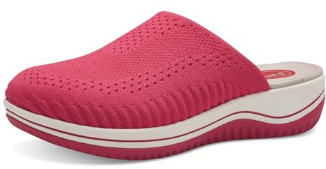 Jana Damen Pantoletten mit dicker Sohle Vegan, Rosa (Fuxia), 42 EU