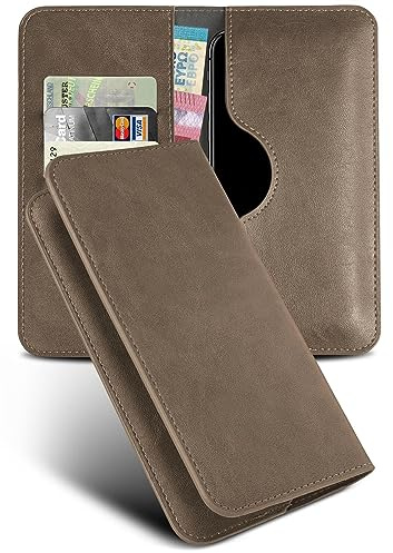 moex Purse Case für iPhone 15 Pro Handytasche mit Geldbörse, Klapphülle aus PU Leder mit Kartenfach, Flip Case Schutzhülle 360 Grad Rundumschutz Booklet Lederhülle, Taupe