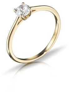 inSCINTILLE Zirkonia Solitär Ring Silber 925 Damen, Verlobungsring mit Geschenkbox (Gold, 16)