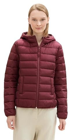 TOM TAILOR Denim Damen Lightweight Steppmantel mit Kapuze,35736 - deep Wine red, M