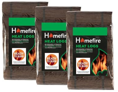 Homefire Shimada 12 Heat Logs, for Wood Burners, Open Fires, Multi-fuel Stoves (Pack of 3)