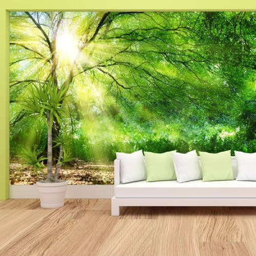 Papier Peint Photo Moderne Nordique 4D - Papier Peint Photo Personnalisé Esthétique Autocollants Muraux De Grand Arbre Soleil De Forêt, Grand Décor À La Maison Affiche Chambre Salon Stickers Mur