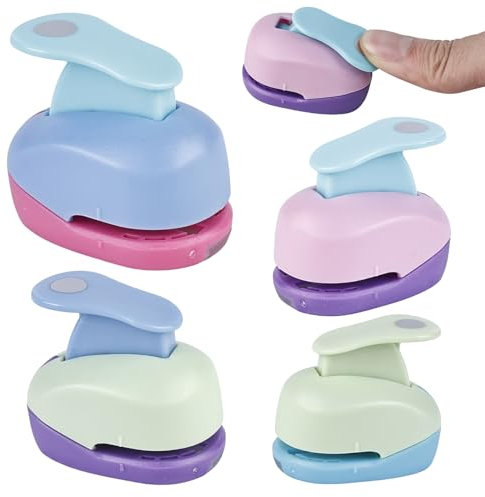 Sporgo 4 Stück Papierstanzer: Stanzer Set Motivstanzer Papier Form Ausstanzer, Mini Craft Papier Schläge Rund für Geschenkanhänger Basteln Scrapbooking Fotos Grußkarten(9mm,16mm,25mm,38mm)