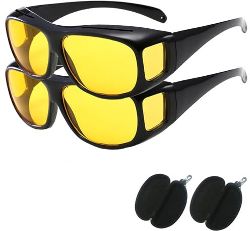 Dotmalls Infrarot-Durchdringungsbrille, Scheinwerferbrille zum Fahren, Nachtsichtbrille, blendfrei, Nachtfahrbrille, polarisierte Brille (2 Stück)