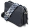 ADEL Umhängetasche Damen Echtes Leder MARA Handgemachte Crossbody Bag 5 Fächer Schultertasche mit Ledergurt + Breitem Gemustertem Riemen Verstellbarer Gurt Made in Italy (Dunkelblau)