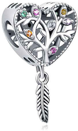 HAEPIAR S925 Sterling Silver Charm per Bracciale Collana Charm Dangle Albero della vita in zircone colorato Regali per donne