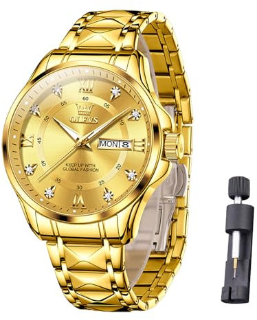 Raitown Armbanduhr Herren Edelstahl Analog Quarz Uhr Männer Wasserdicht Leuchtende Mode Business Klassisches Silber Schwarz Gold Blau Herrenuhr Geschenk für Männer