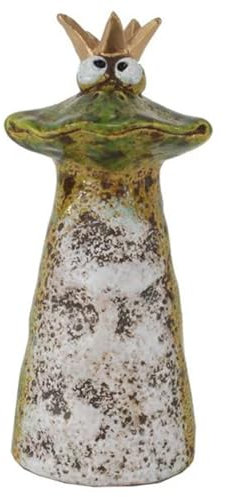 itsisa Zaunhocker Frosch Froschkönig H: 22 cm aus Keramik - Zaun Deko Garten Frösche, Tierfigur Pfostenhocker, Zaunfigur, Gartendeko, Zaunstecker
