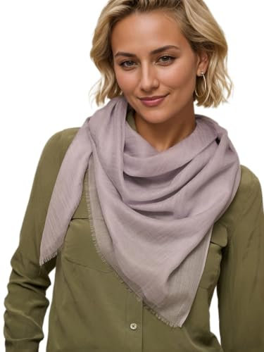 Prettystern Damen 100% Kaschmir leicht hauchdünn Ring Tuch aus feiner 200 garn Cashmere Fäden für Frühling Sommer - Silbergrau