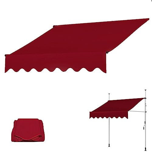 XRRJFYH Mehrere Farben, Markise Stoff, Markisenstoff für Balkon, Markisentuch für Terrasse, Mehrere Größen, Wasserdichtes 180 g/m² Polyester(Color:Red,Size:250cm/98.4in)
