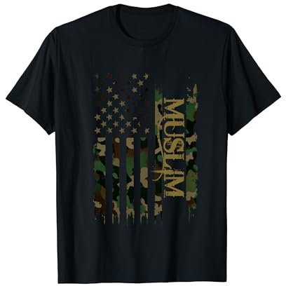 Muslimische USA Distressed Camo mit US-Flagge T-Shirt
