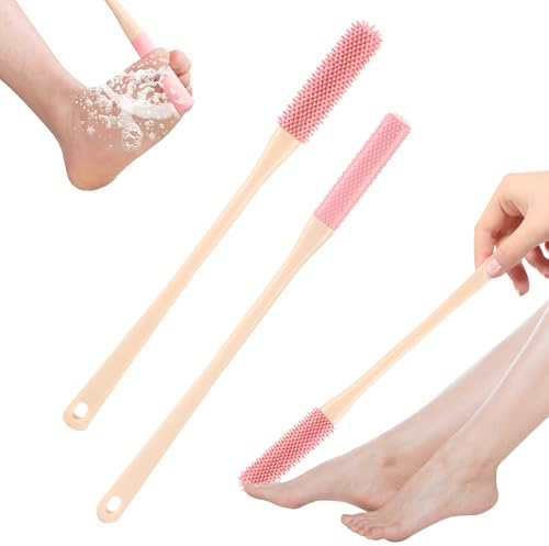 2 pièces Brosse pour Pieds de Douche,Brosse De Nettoyage Des Espaces Entre Les Orteils En Silicone,Brosse à pied avec long manche Pour personnes âgées femmes enceintes et d'autres