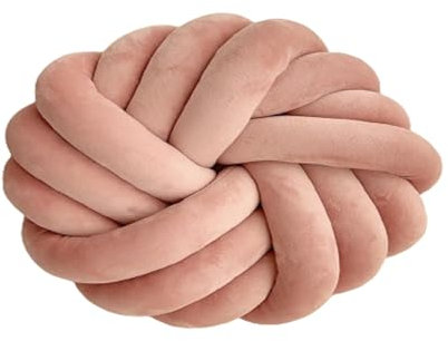 Champracer Knotenkissen, Dekokissen Knotenkissen, Knot Kissen Nordische, Atmungsaktiv und Super Elastisch Geknotetes Kissen, für Schlafzimmer, Sofa, Auto, Büro, Spielzimmer (35 * 35 cm) (Leder Rosa)