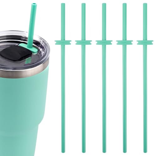 5pcs Silicone Straw for Yeti Rambler 30/20/10oz,Reusable Straws for Yeti Tumbler with Magslider Lid ,Yeti Accessories,Replacement Straws,BPA Free (Green)