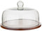 Dxcaicc Piatto per Torta con Coperchio, Piatto per Torta in Legno con Cupola, Piatto per Torta in Legno di Acacia Naturale con Cupola, Display Dessert per Festa,15.5cm