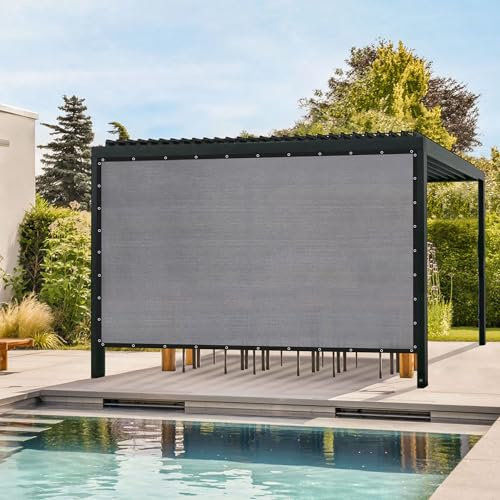 ARKOST 90% Sun Shade Cloth with Grommets, Outdoor Sun Shade Cover Heavy-Duty Sunblock Fabric Trap for Patio Lawn Garden Pergola, Grey, 8X8 FT