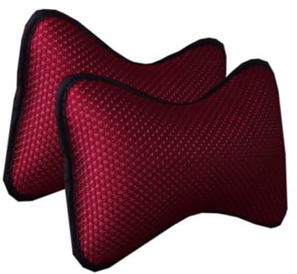 Uklal Komfortable Auto Nackenkissen,Für Mercedes-Benz CLA Class C117 lindert Nackenermüdung Langlebig Wagen Exquisit Kopfstütze Sitz zubehör,B/Red