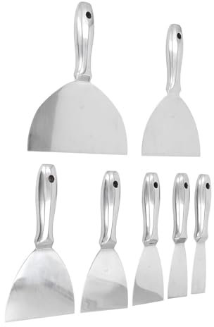 5Pcs Putty Knifes Set, 1.5-8in Stainless Steel Paper Scraper Taping Tool for Repairing Drywall, Removing Wallpaper