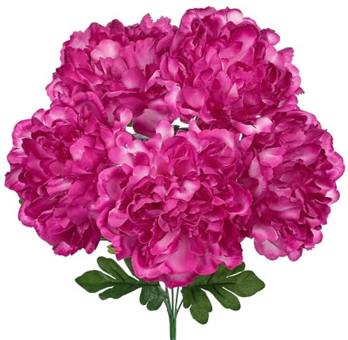 Briful Kunstpfingstrosen Künstliche Blumen 40cm | Rote Kunstblumen Wie Echt Seidenblumen Dekoblumen für Wohnzimmer, Hochzeit, Tischdeko, Balkon