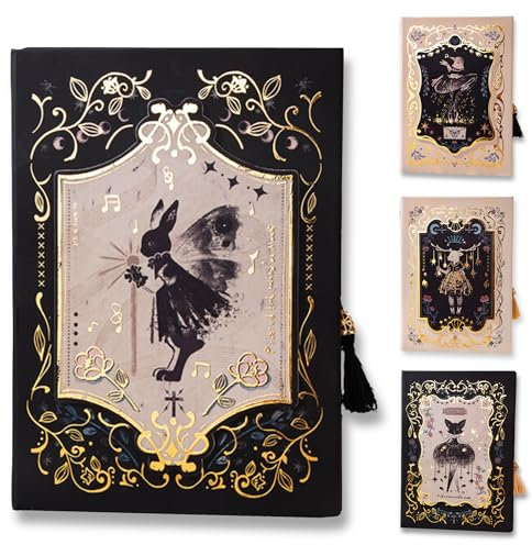 JanYoo Notizbuch A5, Vintage Tagebuch Reisetagebuch Gebunden Schönes 224 Seiten Lined Journal Notebook, Notizheft mit Lesezeichen für Männer, Frauen, Schule, Büro, Künstler Schreiben(Hase)