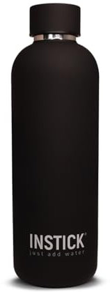 INSTICK Isolierflasche Black 500 ml – Edelstahl-Wasserflasche, auslaufsicher für heiße & kalte Getränke, ideal für Outdoor, Sport und Reisen