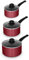 Swan SWPS5023RED Townhouse 3 Piece Saucepan Set with 16/18/20cm Saucepans, Non-Stick Ceramic Coating, Bakelite Handles, Oven Safe, Red