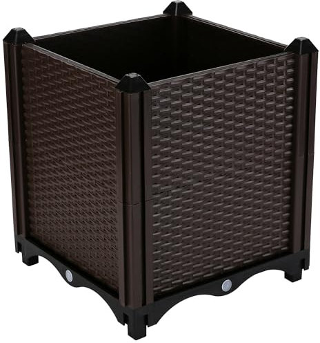 Sea Team Tiefer Pflanzkasten 30x30x35cm – Extra Wurzelraum für Tomaten, Kartoffeln & Paprika, wetterfestes PP mit integrierter Drainage (für Garten/Balkon)