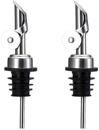 Prmape 2 Pièces Bec Verseur Huile D'Olive, Becs Verseurs Acier Inoxydable, Bouchon Doseur Huile D Olive, Bouchon Verseur pour Bouteille D'Huile, Vin, Alcool, Café, Sirop et Vinaigre