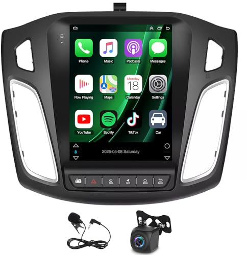 Slakerbe Android 13 Radio de Coche 2 Din con CarPlay Inalámbrico Android Auto Compatible para Ford Focus MK3 2012-2018, 2G+32G 9.7 Pulgadas Autoradio Multimedia con Navegación WiFi FM RDS Cámara Mic