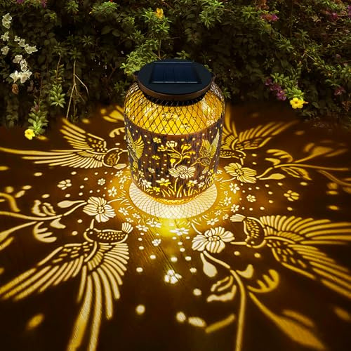 Birthday Gifts for Women Unique, Hummingbird Solar Lanterns Garden Ornaments Outdoor, Unique Birthday Presents for Her, Waterproof Gardening Gifts for for Patio Lawn Yard Decor