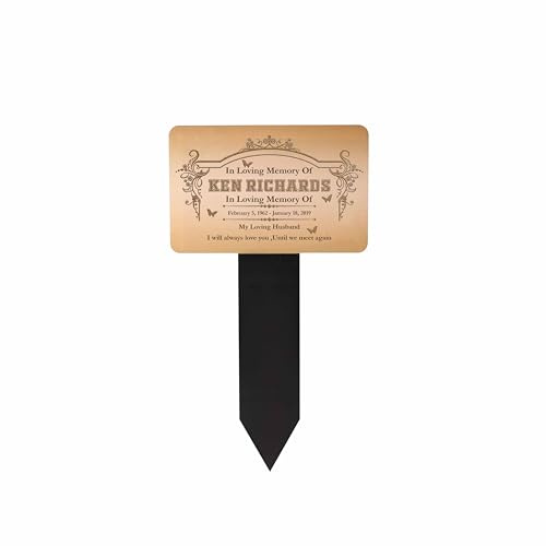 Varsany Personalisierte Gedenktafeln für Garten/Gräber – individuelle Trauergeschenke, Plakette, Grab-Gedenkstab, Bronze-Stil 3