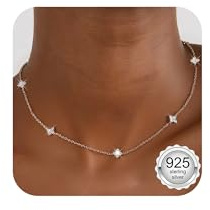 Finrezio Kette Silber 925 Damen Halskette Damen Silberkette Damen mit Zirkonia Choker Kette Halskette Silber Schmuck Geschenke Ketten für Frauen