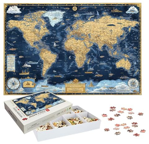 Puzzle 1000 Teile, Karte Puzzle 1000 Teile Erwachsene, Klassische Puzzles Retro, Holzpuzzle Erwachsene, Puzzlespiele für Die Ganze Familie, Geschenke für Frauen, Geschenke für Männer, Wanddeko, -6975