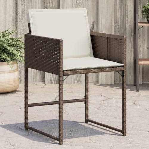 QZZCED Gartenstühle mit Kissen, 4 Stück, Polyrattan, Braun, langlebiges Material und klappbare Rückenlehne für den Außenbereich, robuste Struktur und abnehmbare, waschbare Kissen, Stahl