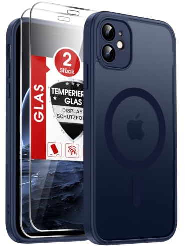 LeYi Handyhülle für iPhone 11 Hülle für Magsafe mit 2X Panzerglas-Blau | Handy hülle Ultra Dünn Magnetisch Schutzhülle Schutzglas Matt Transluzent Stoßfest Case Cover für i Phone11 iphon11