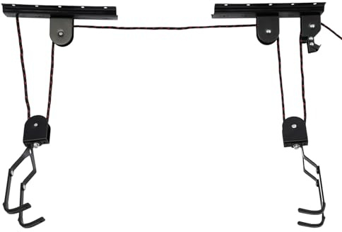 60KG Fahrrad Deckenlift Fahrrad Wandhalterung Fahrrad Deckenhalterung mit Haken und Seilbremse Schwarz Bike Lift Befestigungshöhe 4m für Fahrräder und E-Bikes Fahrradlift Flaschenzug Garage Keller