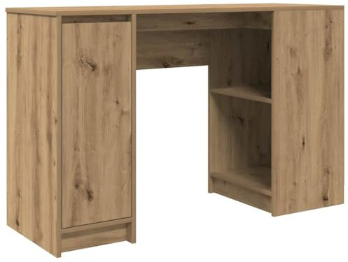 Qnhdfrt Schreibtisch in Artisan-Eiche, 120x42x76 cm Arbeitstisch aus Holzwerkstoff mit Stauraum für Home Office, Büro und Wohnzimmer, moderner Sekretär für Laptop und Dokumente