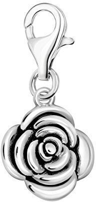 Quiges Charms Anhänger Rose Versilbert Damen Schmuck für Bettelarmband