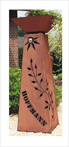Jabo Design Rost Säule + Schale konisch RS73+S11 Ihr EIGENER Name Garten Rostsäulen Blumensäule/Deko Rostsäule