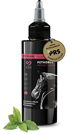 Peticare Lotion antiparasitaire pour Chevaux – Contre acariens, puces, Champignons | Soulage démangeaisons, favorise régénération cutanée | PRS® à libération prolongée – petHorse Protect 2002
