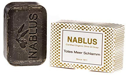 Nablus Soap natürliche Olivenölseife, Sorte: Totes Meer Schlamm, handgemacht und palmölfrei, 100g