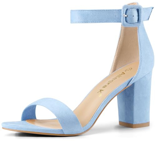 Allegra K Women's Open Toe Chunky High Heel Buckle Ankle Strap Sandals